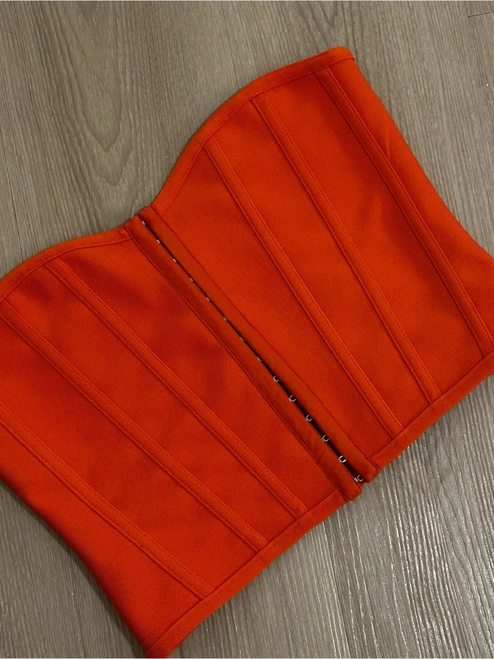 PrettyLittleThing Orange Strapless Boned Corset Top